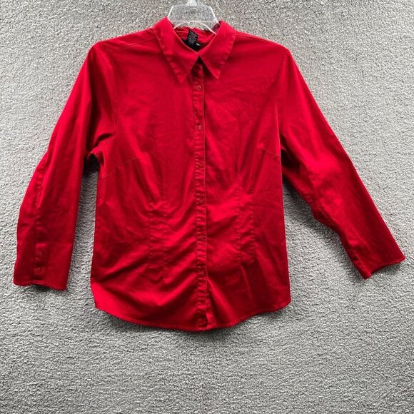 Venezia Jean Lane Bryant Womens Top 14/16 Button Front Collared Shirt Stretch - Picture 1 of 7